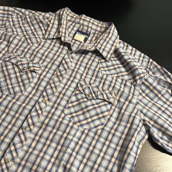 Men's wrangler Plaid Western Shirt - Blue and White - Picture 1 of 7